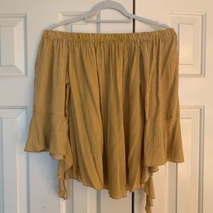 Yellow Striped Off the Shoulder Top